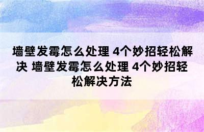 墙壁发霉怎么处理 4个妙招轻松解决 墙壁发霉怎么处理 4个妙招轻松解决方法